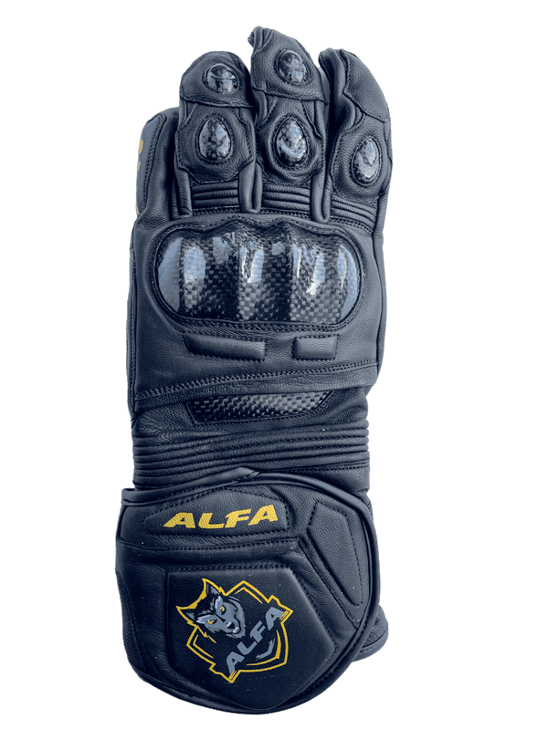 ALFA Vega Long Motorcycle Racing Gloves - Black