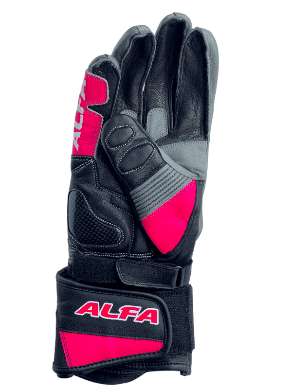 ALFA Vega Long Motorcycle Racing Gloves - Black/Pink