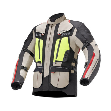 Bela Hailstorm Beige/Black/Fluro-Yellow Motorcycle Waterproof Textile Jacket