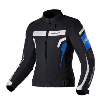 Bela Rebel Lady Rider Waterproof Textile Jacket - Black/Blue - DublinLeather