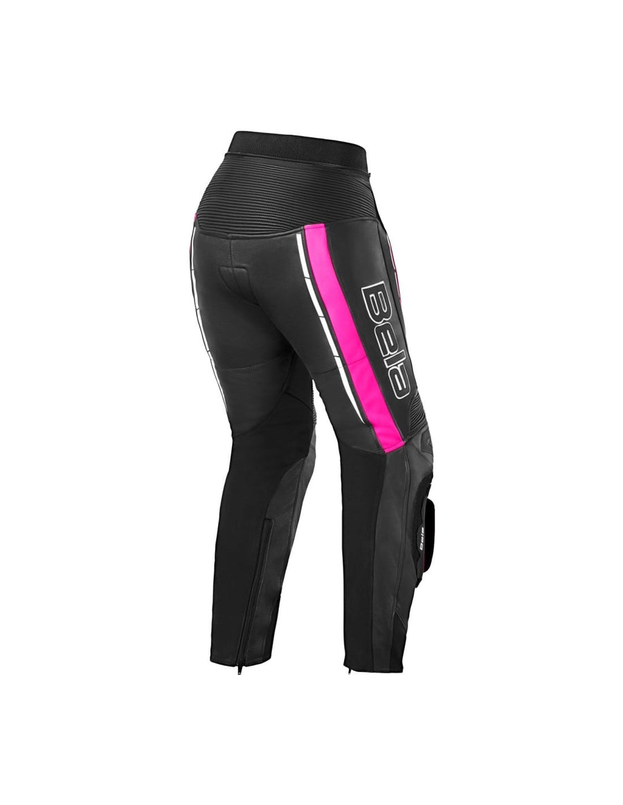 Bela Rocket Motorcycle Mix Kangaroo Leather Ladies Pants for 2PC (Black/Pink) - DublinLeather