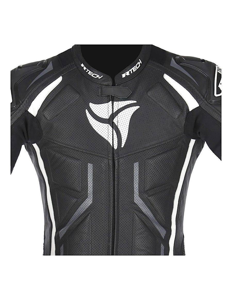 RTech Defender 1Pc Motorcycle GP Racing Suit - Black/White
