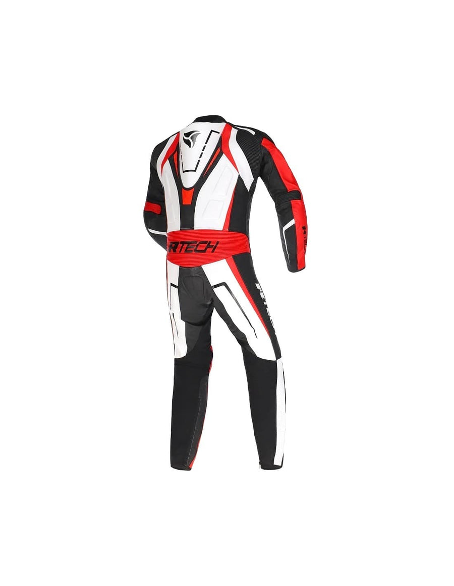 RTech Defender 1Pc Motorcycle GP Racing Suit - White/Red/Black