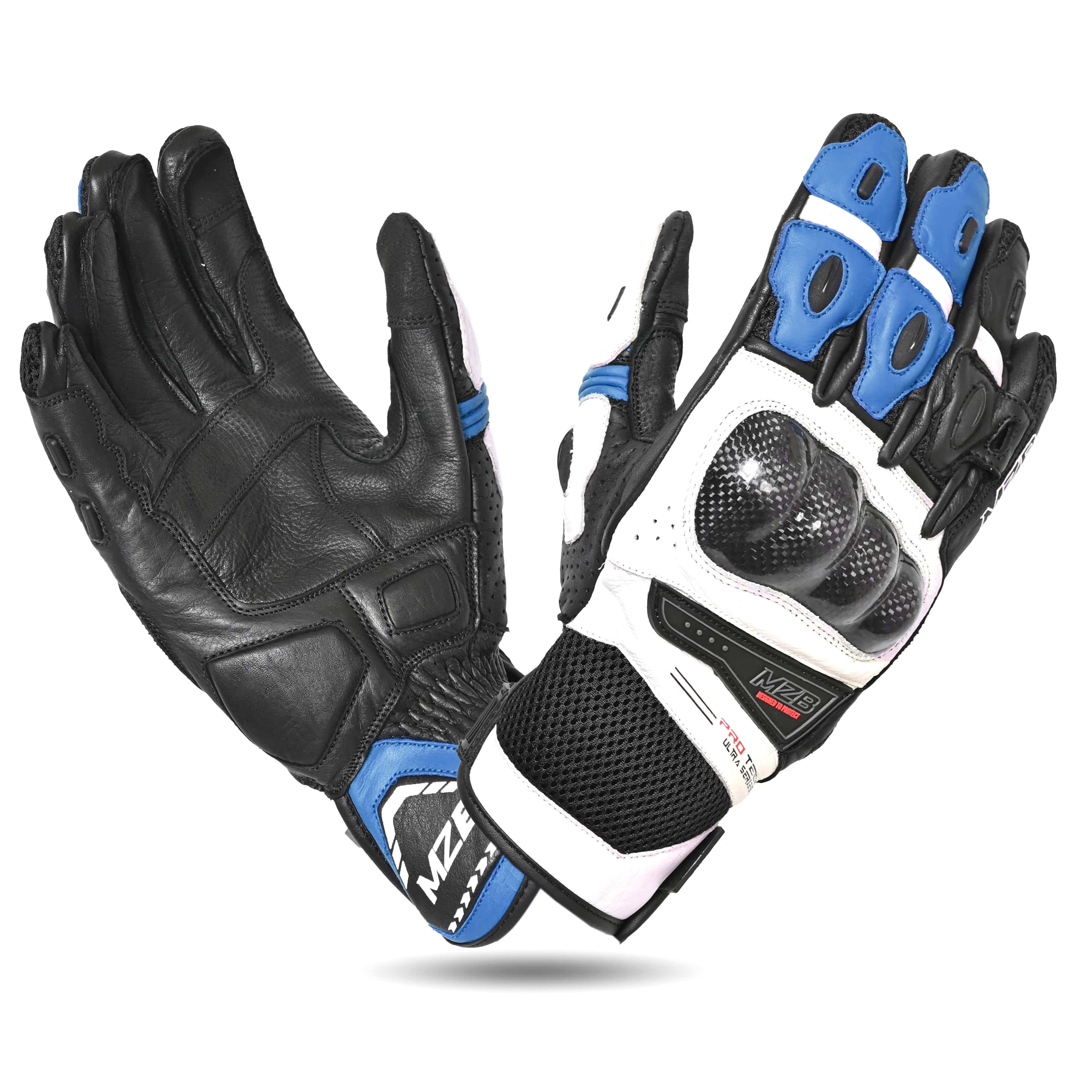 MZB RaceTech Short Motorcycle Race Cowhide Leather Gloves - Aramid