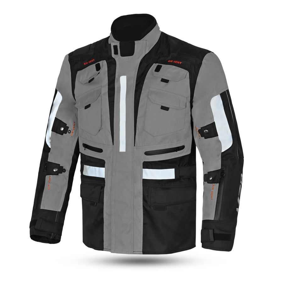 MZB Thunder Ladies All Season Motorcycle Touring Waterproof Textile Jacket - Black/Grey