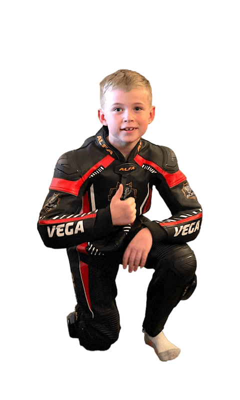 ALFA Vega Kids Motorcycle Racing Leather Suit (Black/Red)