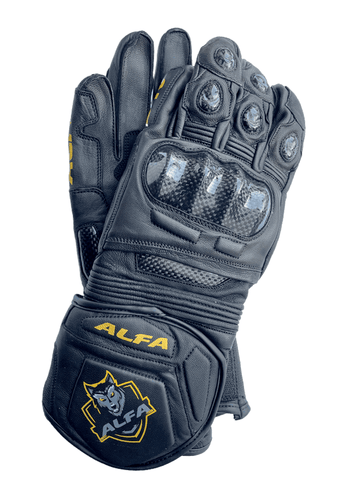 ALFA Vega Long Motorcycle Racing Gloves - Black