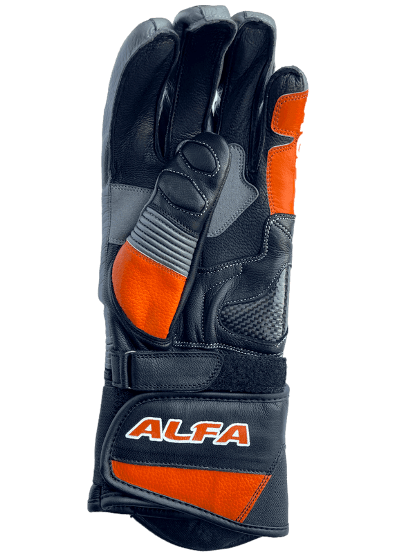 ALFA Vega Long Motorcycle Racing Gloves - Black/Orange