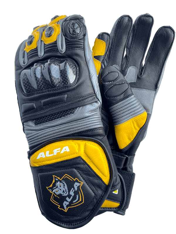 ALFA Vega Long Motorcycle Racing Gloves - Black/Yellow