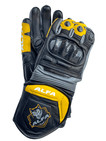 ALFA Vega Long Motorcycle Racing Gloves - Black/Yellow