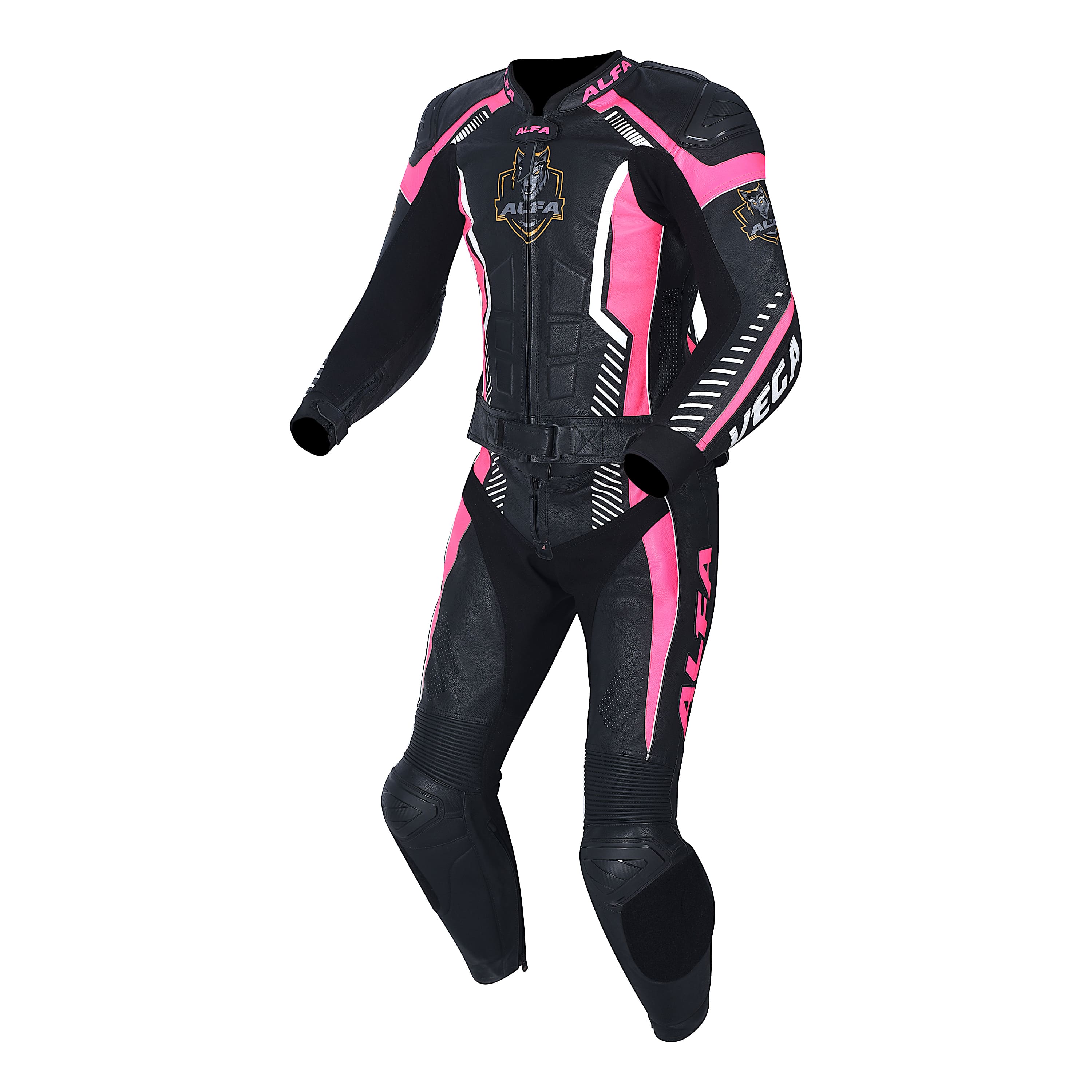 thumbnail image 2 of BIESSE 2-Piece Motorcycle Suit – Black/White Leather & Summer Fabric Jacket + Pants – CE Rated – Men/Women 2 of 2