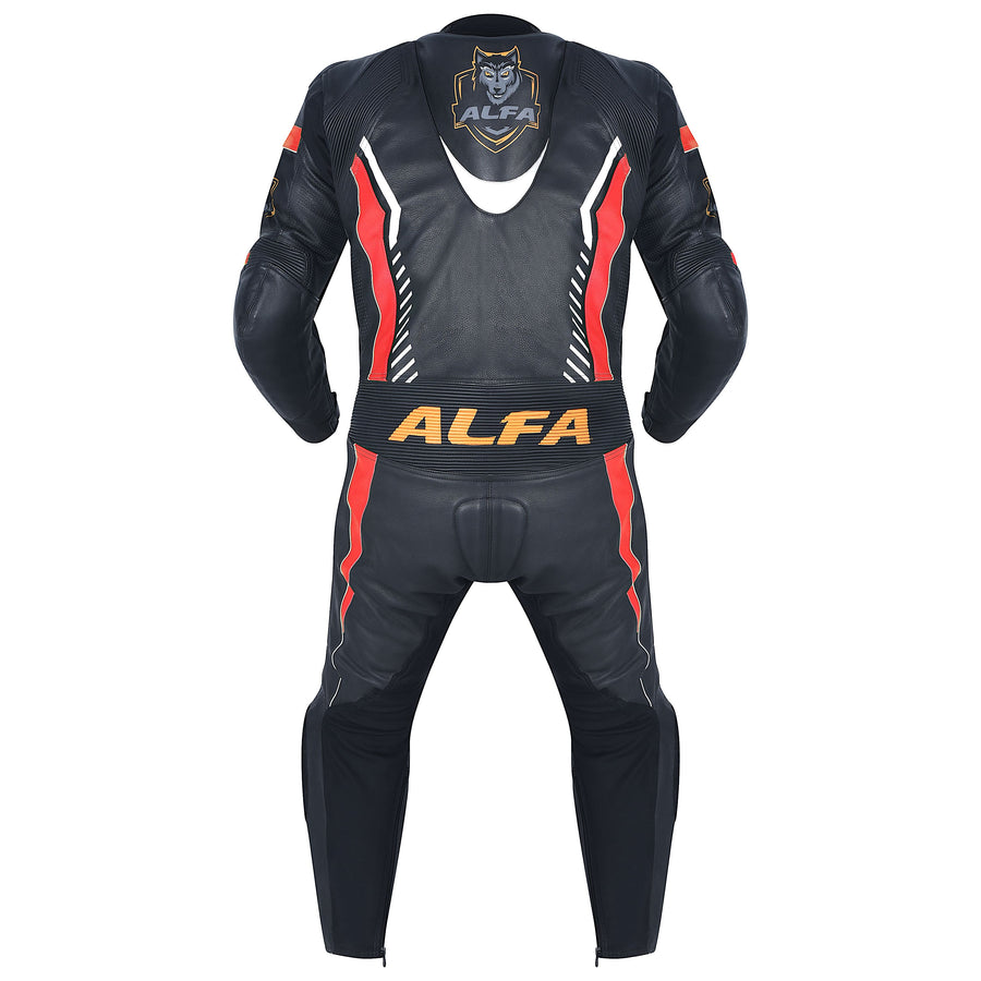 ALFA Vega Kids Motorcycle Racing Leather Suit (Black/Red)