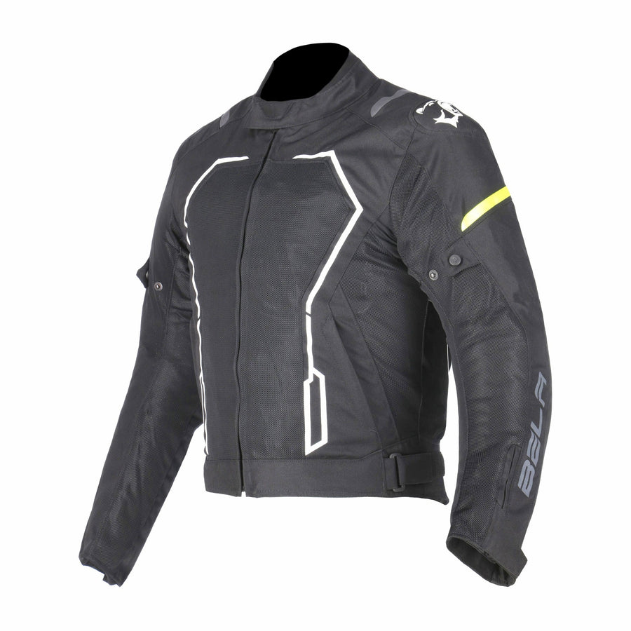 Bela Artex Motorcycle Touring Summer Textile Jacket - Black/FluroYellow