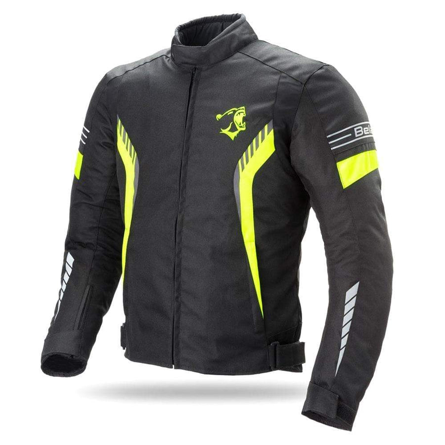 Bela Bradley Mens Motorcycle Textile Jacket - Black/Fluro Yellow - DublinLeather