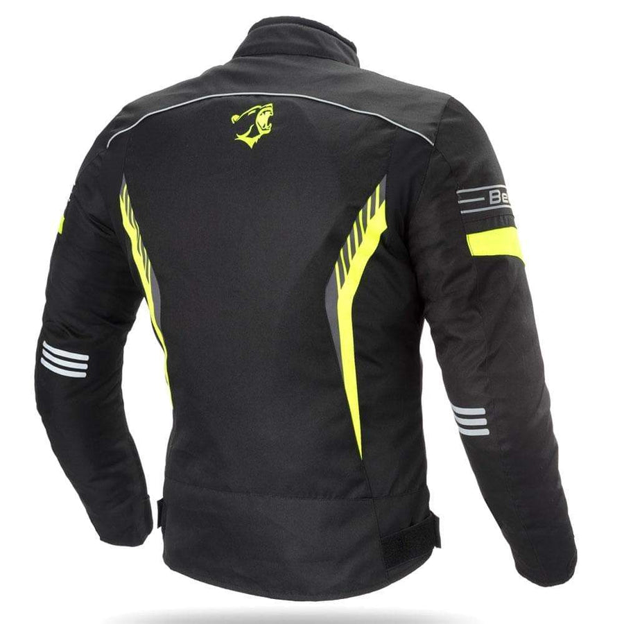 Bela Bradley Mens Motorcycle Textile Jacket - Black/Fluro Yellow - DublinLeather