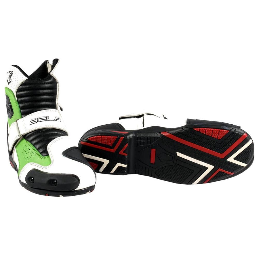 Bela-Faster-White-Green-Leather-Motorcycle-Racing-Short-Boots-Sale-Online-Dublin-Ireland-UK-France