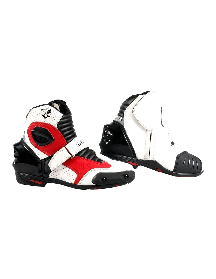 Bela Faster Motorcycle Short Racing Boots White Red