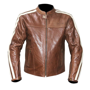 Bela Fresco Mens Leather Brown MotorBike Jacket - DublinLeather