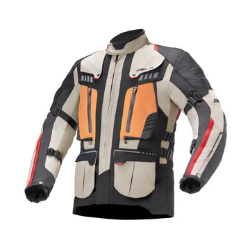 Bela Hailstorm Cream/Black/Orange Motorcycle Waterproof Textile Jacket - DublinLeather