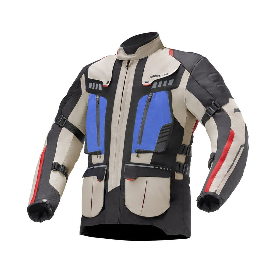 Bela Hailstorm Beige/Black/Blue Motorcycle Waterproof Textile Jacket