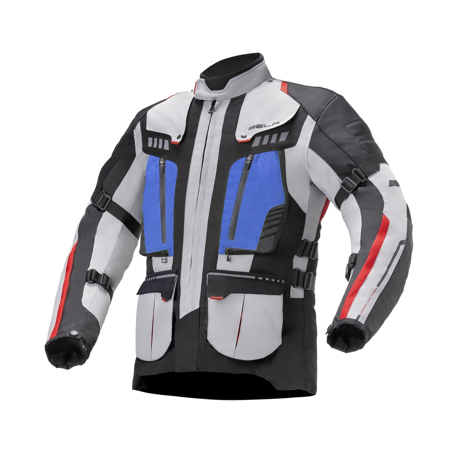 Bela Hailstorm Ice/Black/Blue Motorcycle Waterproof Textile Jacket - DublinLeather
