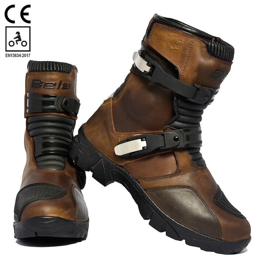 Bela J Waterproof Motorcycle Touring Boots - Brown - DublinLeather