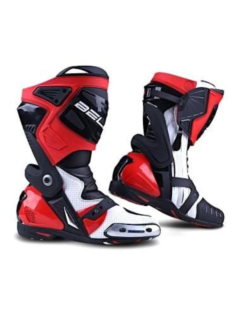 Bela Race Pro Motorcycle Racing Boots - Black/Red - DublinLeather