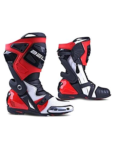 Bela Race Pro Motorcycle Racing Boots - Black/Red - DublinLeather