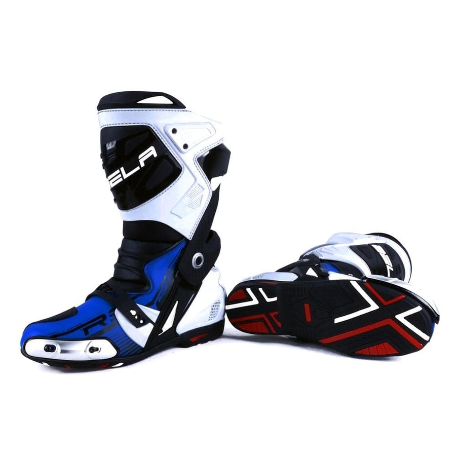 Bela Race Pro Motorcycle Racing Boots - Blue - DublinLeather