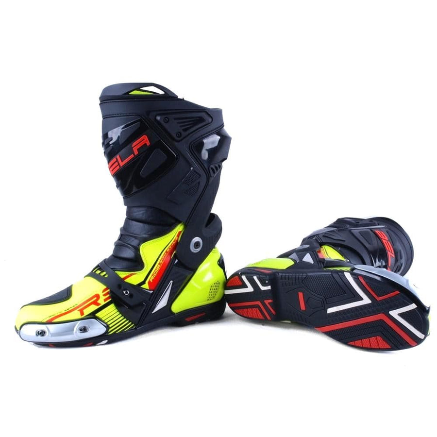 Bela Race Pro Motorcycle Racing Boots - Fluro Yellow - DublinLeather