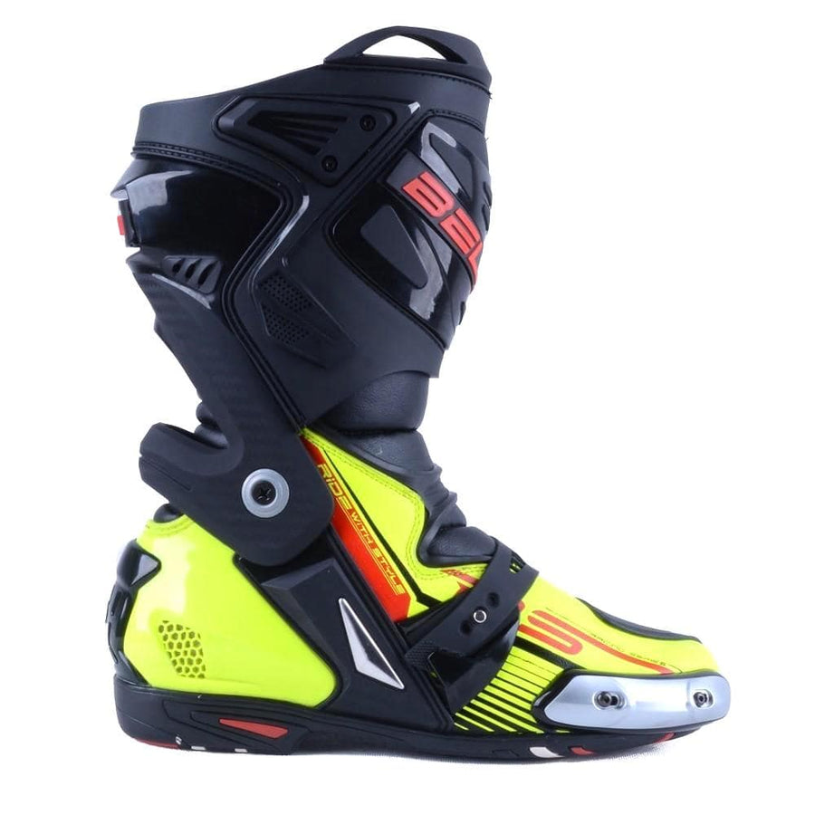 Bela Race Pro Motorcycle Racing Boots - Fluro Yellow - DublinLeather