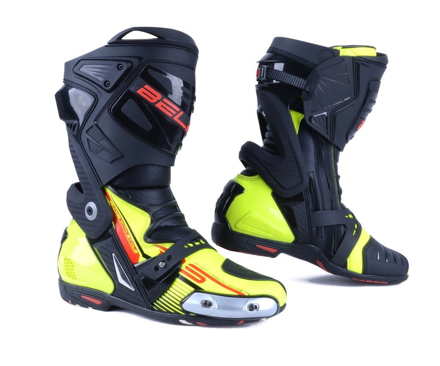 Bela Race Pro Motorcycle Racing Boots - Fluro Yellow - DublinLeather