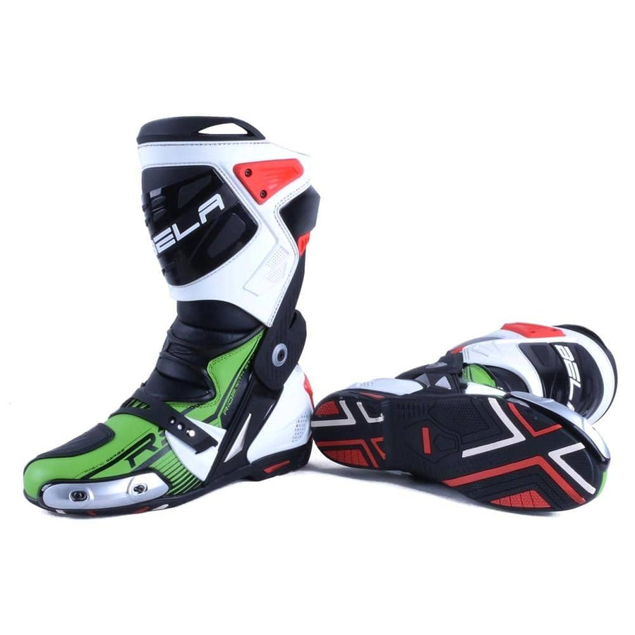 Bela Race Pro Motorcycle Racing Boots - Green - DublinLeather