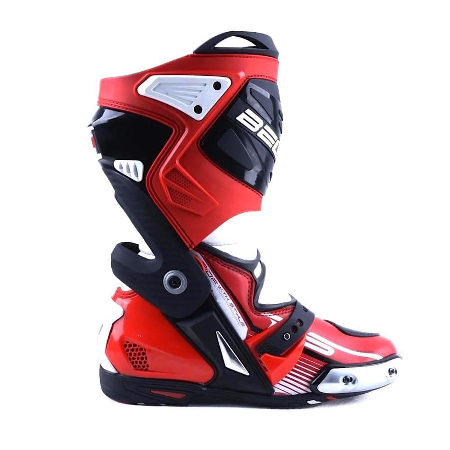 Bela Race Pro Motorcycle Racing Boots - Black/Red/White - DublinLeather