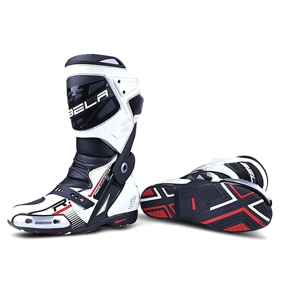 Bela Race Pro Motorcycle Racing Boots - White - DublinLeather