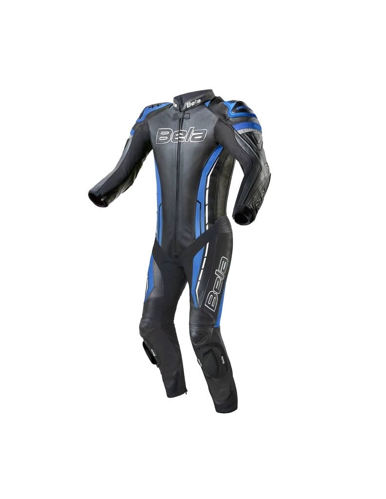 Bela Rocket 1pc Motorcycle Mix Kangaroo Leather Racing Suit (Black/Blue) - DublinLeather