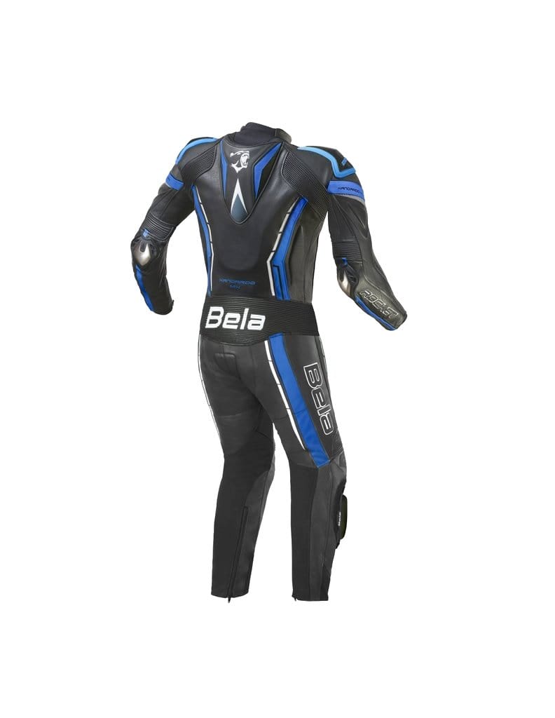 Bela Rocket 1pc Motorcycle Mix Kangaroo Leather Racing Suit (Black/Blue) - DublinLeather