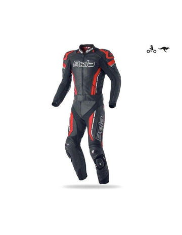 Bela Rocket 2PC Motorcycle Cow/Kangaroo Leather Suit - CE Certified - (Black/Red) - DublinLeather