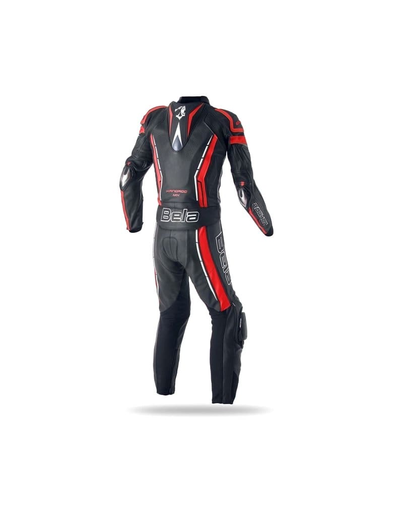 Bela Rocket 2PC Motorcycle Cow/Kangaroo Leather Suit - CE Certified - (Black/Red) - DublinLeather