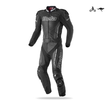Bela Rocket 2PC Motorcycle Cow/Kangaroo Leather Suit - CE Certified - (Black/Charcoal Grey) - DublinLeather