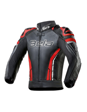 Bela Rocket Motorcycle Mix Kangaroo Mens Leather Jacket for 2PC (Black/Red) - DublinLeather