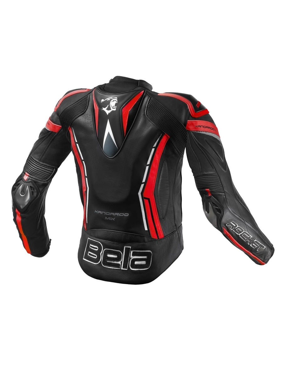 Bela Rocket Motorcycle Mix Kangaroo Mens Leather Jacket for 2PC (Black/Red) - DublinLeather
