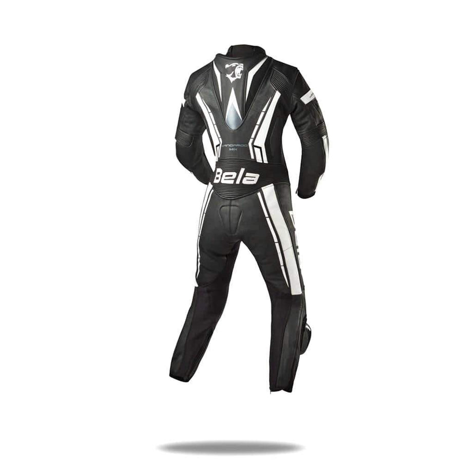 Bela Rocket Kids Motorcycle Premium Cowhide-Kangaroo Mix Racing Leather Suit - CE Certified -  (Black/White) - DublinLeather