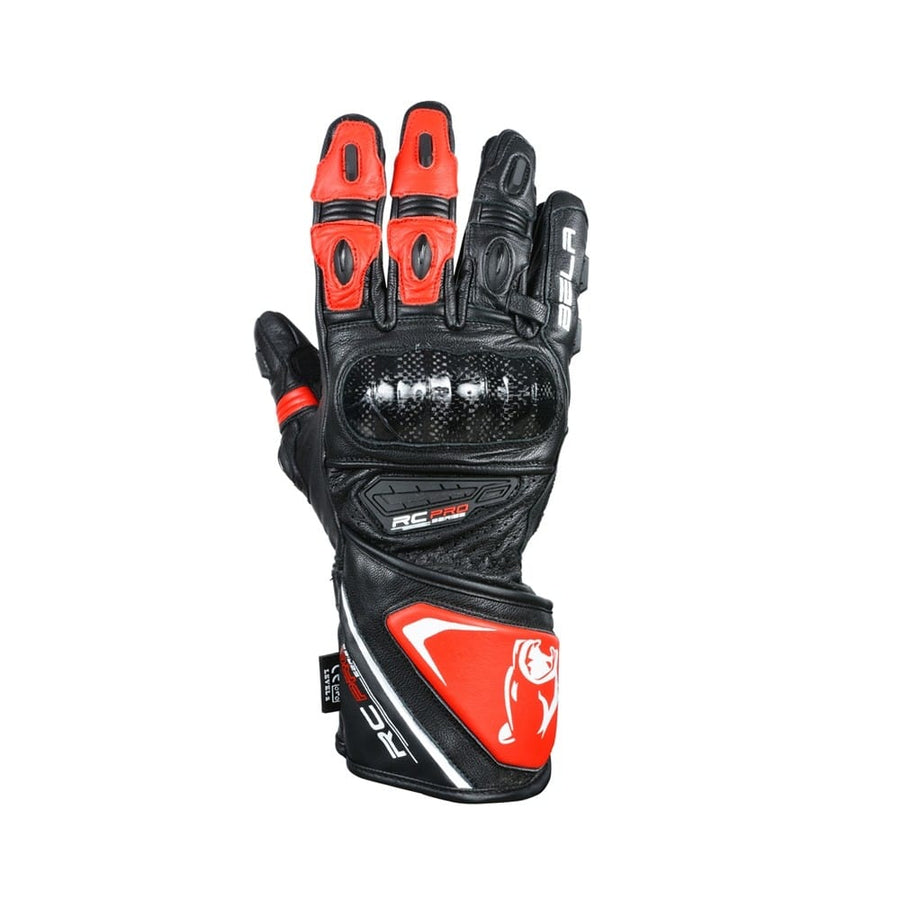 Bela Rocket Long Motorcycle Racing Gloves - Black/Red - DublinLeather