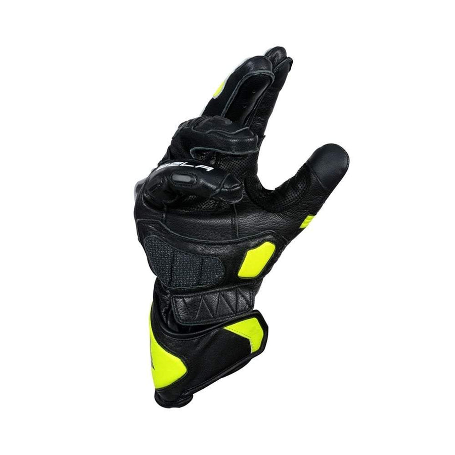 Bela Rocket Long Motorcycle Racing Gloves - Black/Fluro Yellow - DublinLeather