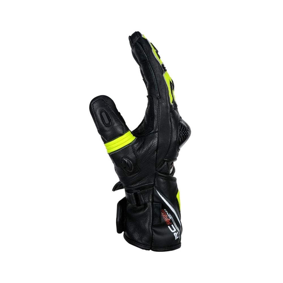 Bela Rocket Long Motorcycle Racing Gloves - Black/Fluro Yellow - DublinLeather