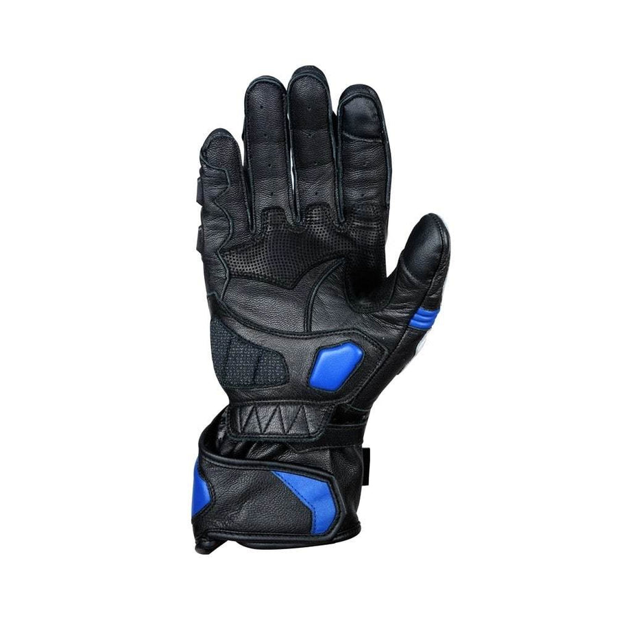 Bela Rocket Long Motorcycle Racing Gloves - Black/Blue/White - DublinLeather