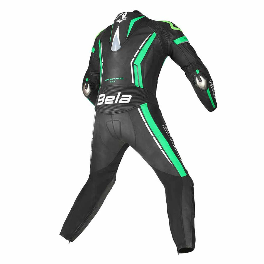 Bela Rocket Motorcycle Cow/Kangaroo Leather Racing Suit (Black/Green)