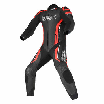 Bela Rocket 1pc Motorcycle Mix Kangaroo Leather Racing Suit - CE Certified - (Black/Red)