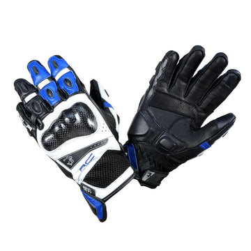 Bela Rocket Short Motorcycle Racing Gloves - Black/Blue/White - DublinLeather